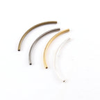 Brass Long 40mm x 1mm Bar Bugle Bead Curved Tube Morse Code (10pc)