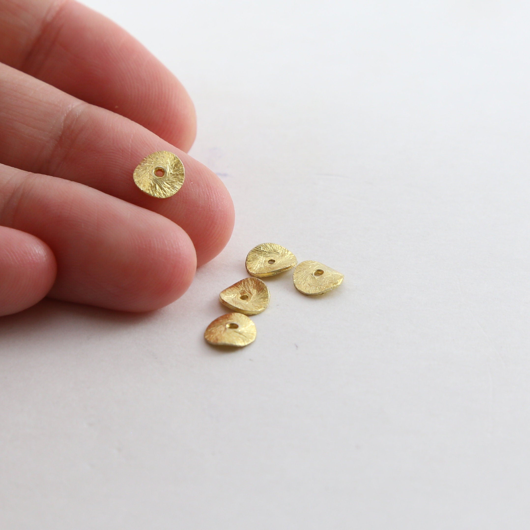 Vermeil 6mm Wavy Disc Rondelle Bead Potato Chip Spacer Beads (5pc)