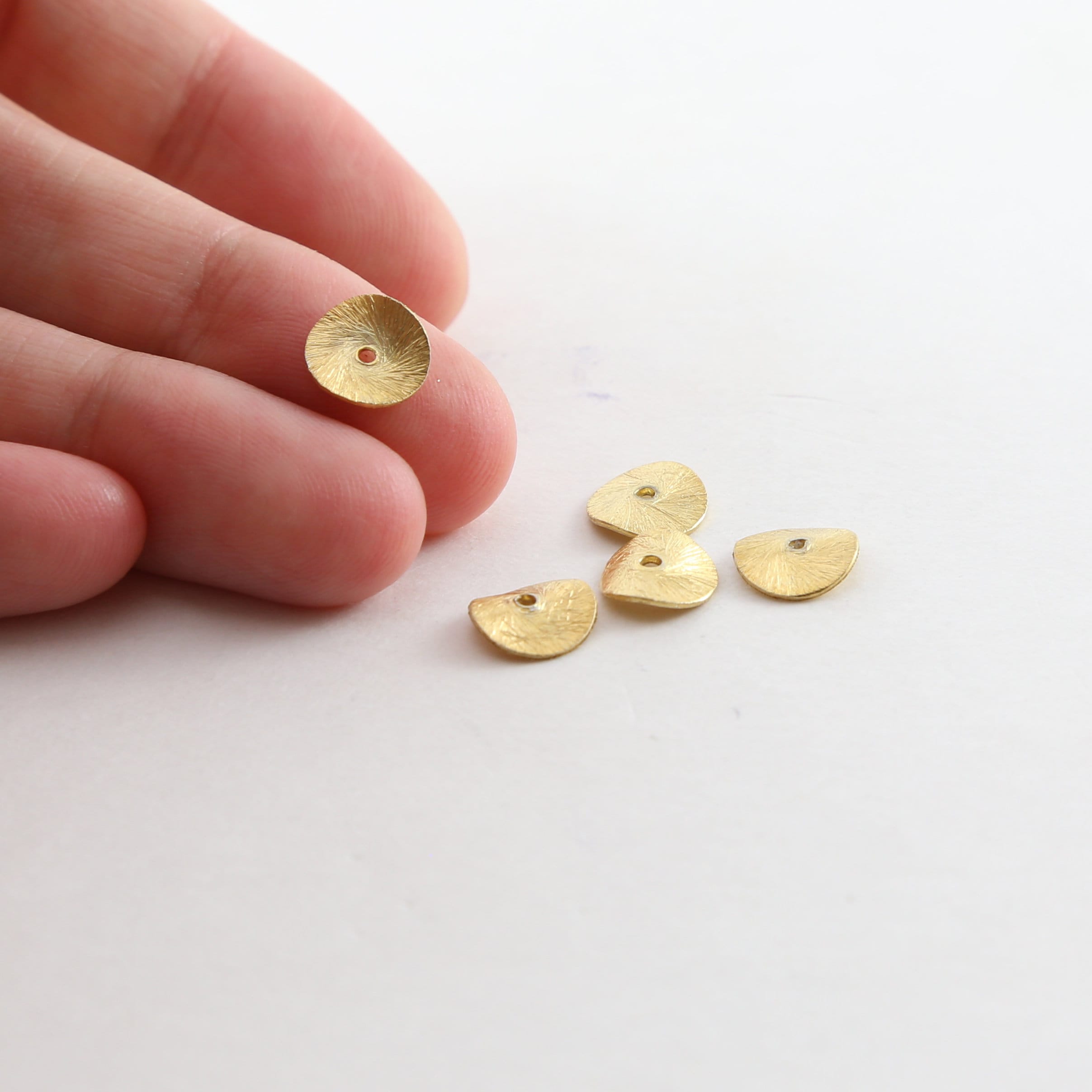 Vermeil 8mm Wavy Disc Rondelle Bead Potato Chip Spacer Beads (5pc)