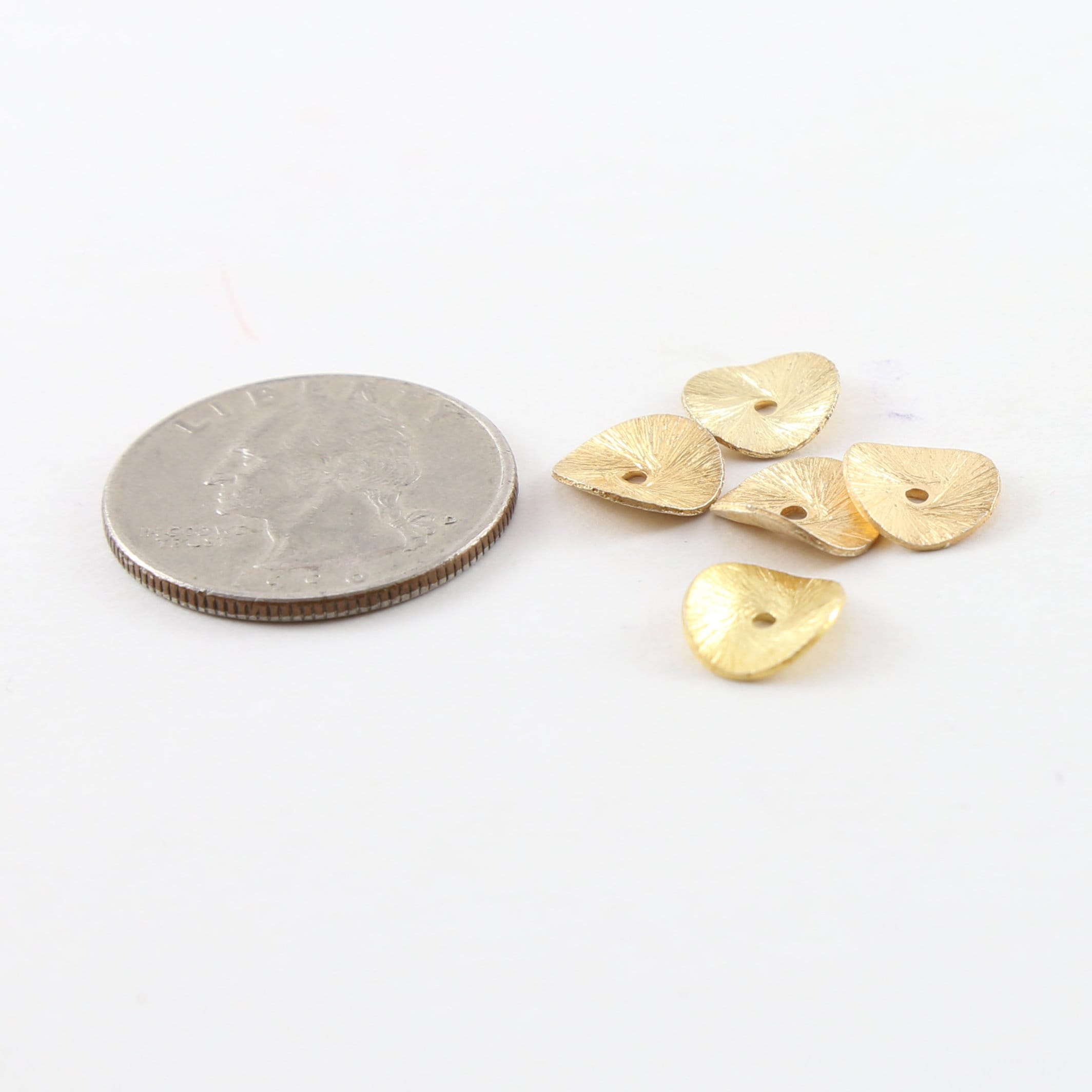Vermeil 10mm Wavy Disc Rondelle Bead Potato Chip Spacer Beads (5pc)