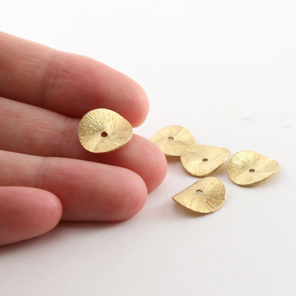 Vermeil 12mm Wavy Disc Rondelle Bead Potato Chip Spacer Beads (5pc)