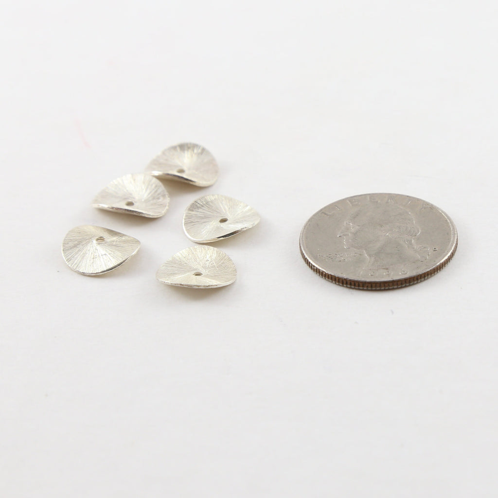 Sterling Silver 12mm or Oxidized Wavy Disc Rondelle Bead Potato Chip (5pc)