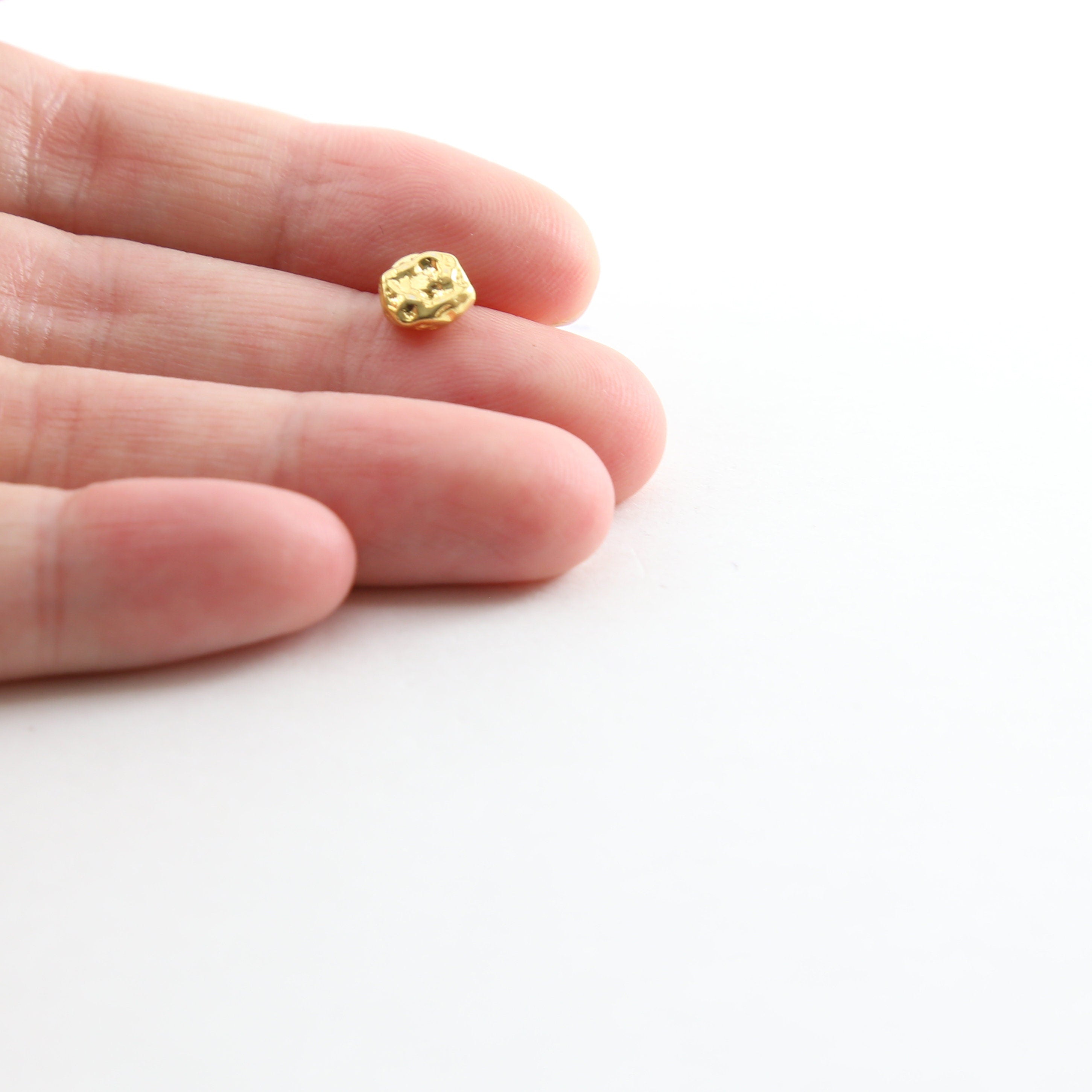 Sterling Silver or Vermeil Small 6.5mm Raw Shape Nugget Spacer Bead
