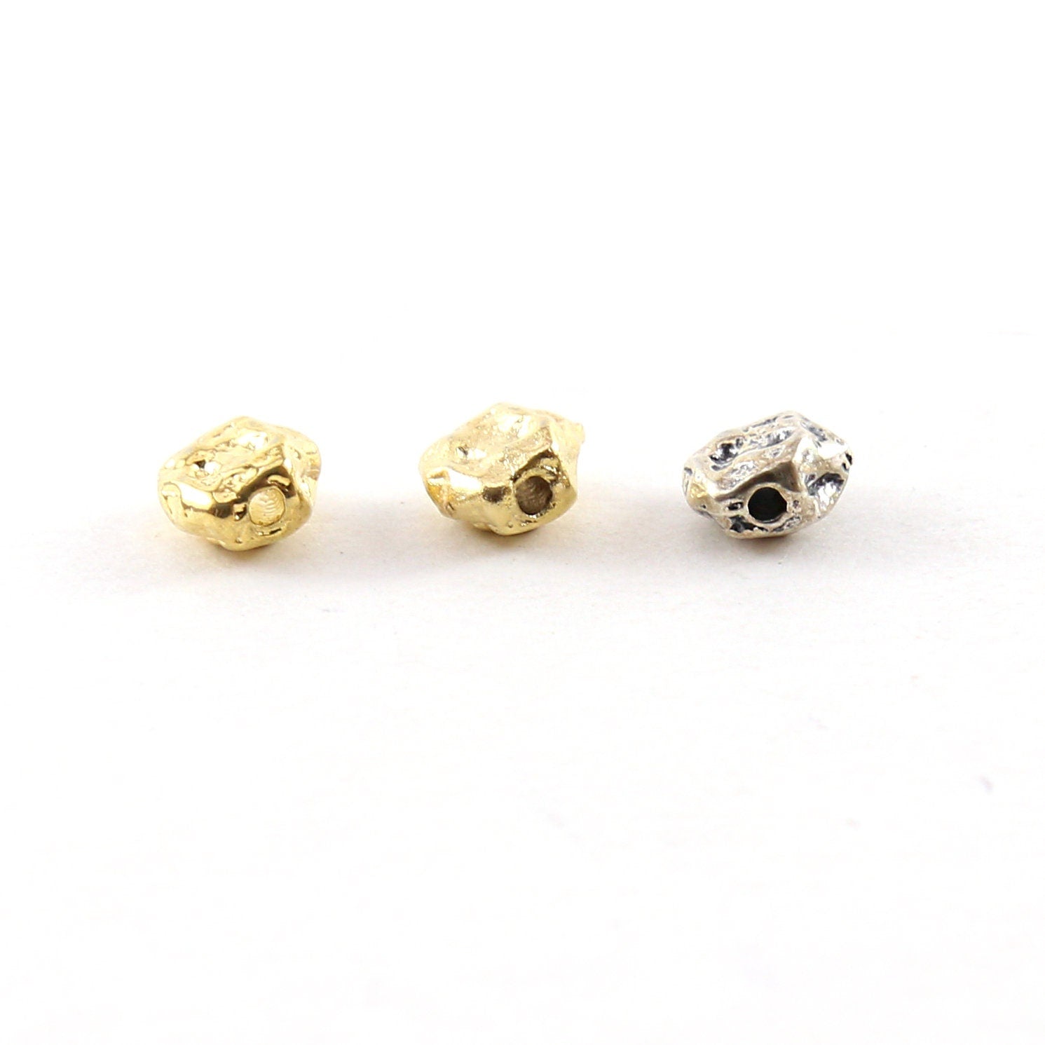 Sterling Silver or Vermeil Small 6.5mm Raw Shape Nugget Spacer Bead