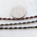 3mm Gold Plated or Brass Twisted Chain in Grey Blue Black – Sold by the Foot