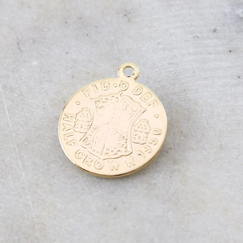 20mmx17mm Brass Round Australian Queen Elizabeth Ll Gold Coin Delicate