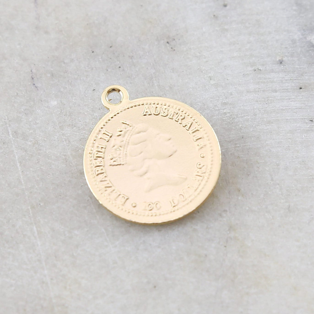 20mmx17mm Brass Round Australian Queen Elizabeth Ll Gold Coin Delicate