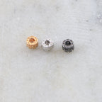 Rhodium Plated Daisy Flower Pave Bead Cubic Zirconia CZ Spacer Bead