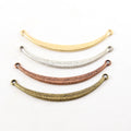 65mmx5mm Pewter Long Thick Curved Textured Metal Connector Necklace