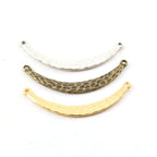 45mmx6mm Pewter Thick Hammered Curved Textured Metal Connector Necklace