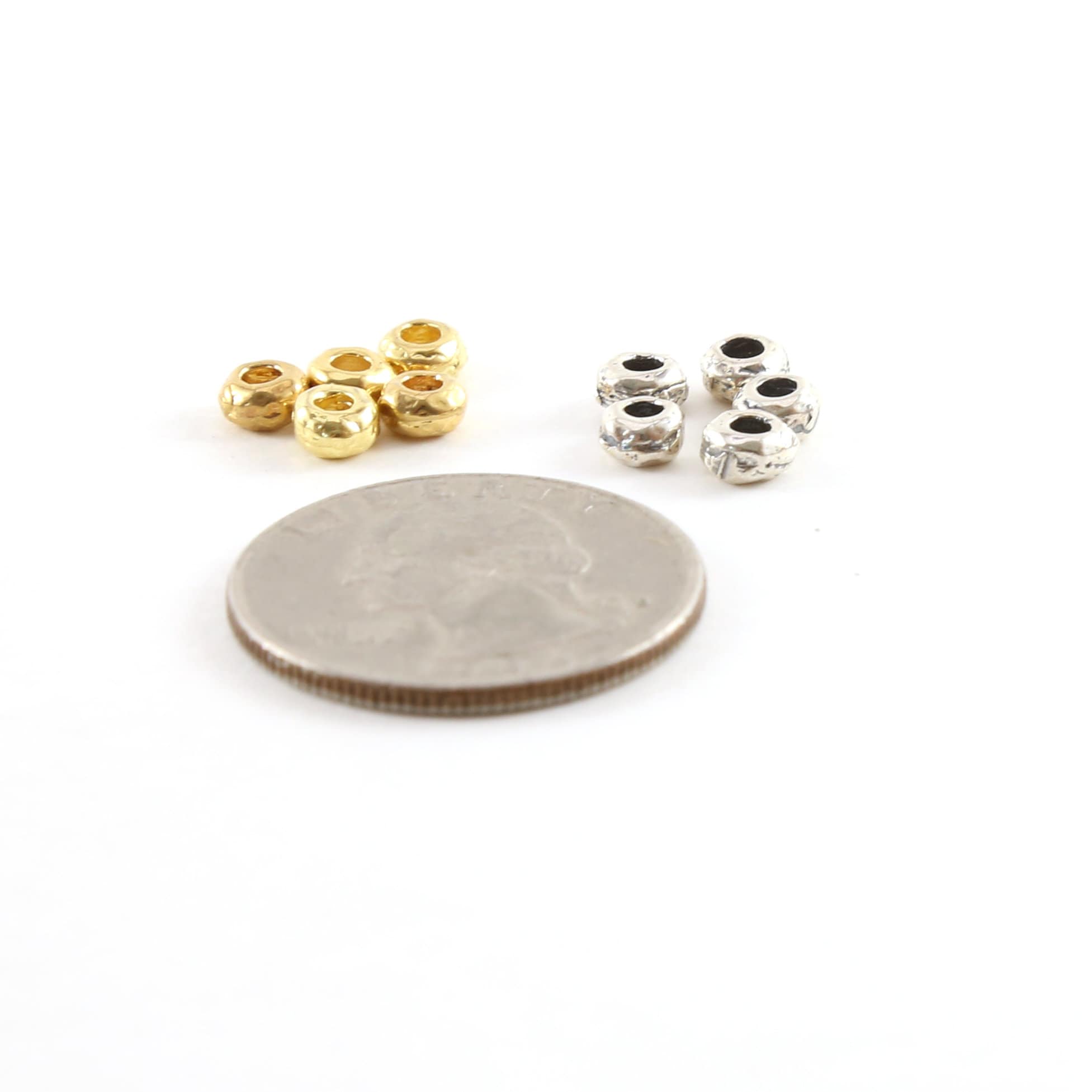 Sterling Silver or Vermeil Artisan Organic Shape Rondelle 5mm (5pc)