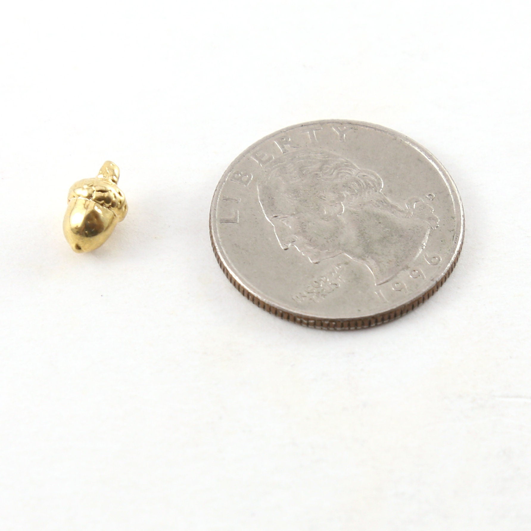 8mmx5mm Sterling Silver or Vermeil Tiny Acorn Charm Gold Nature Oak Tree