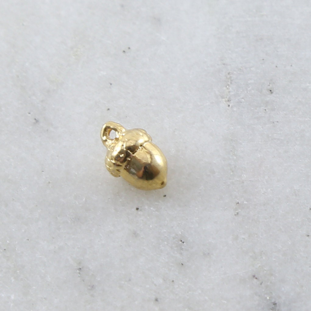 8mmx5mm Sterling Silver or Vermeil Tiny Acorn Charm Gold Nature Oak Tree