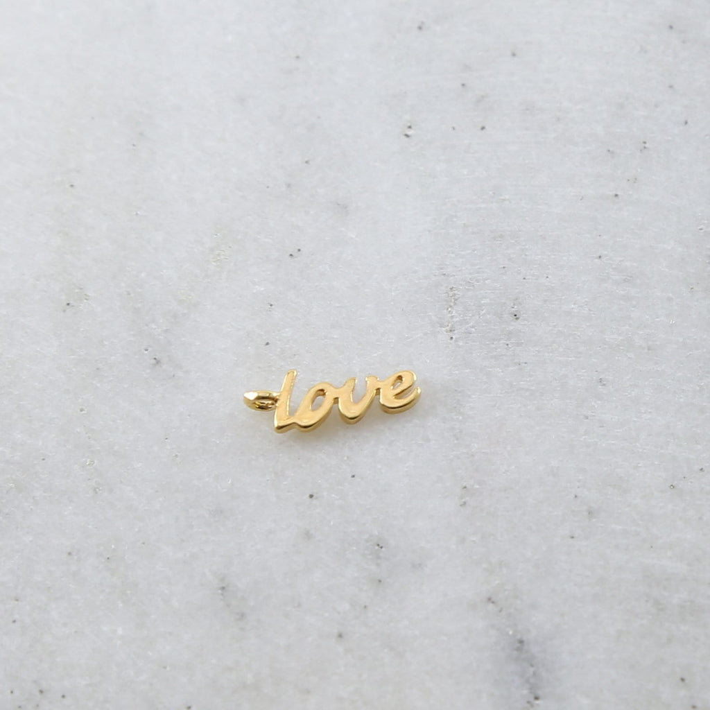 12mmx5mm Sterling Silver or Vermeil Tiny Cursive Love Cut Out Word Charm Rose