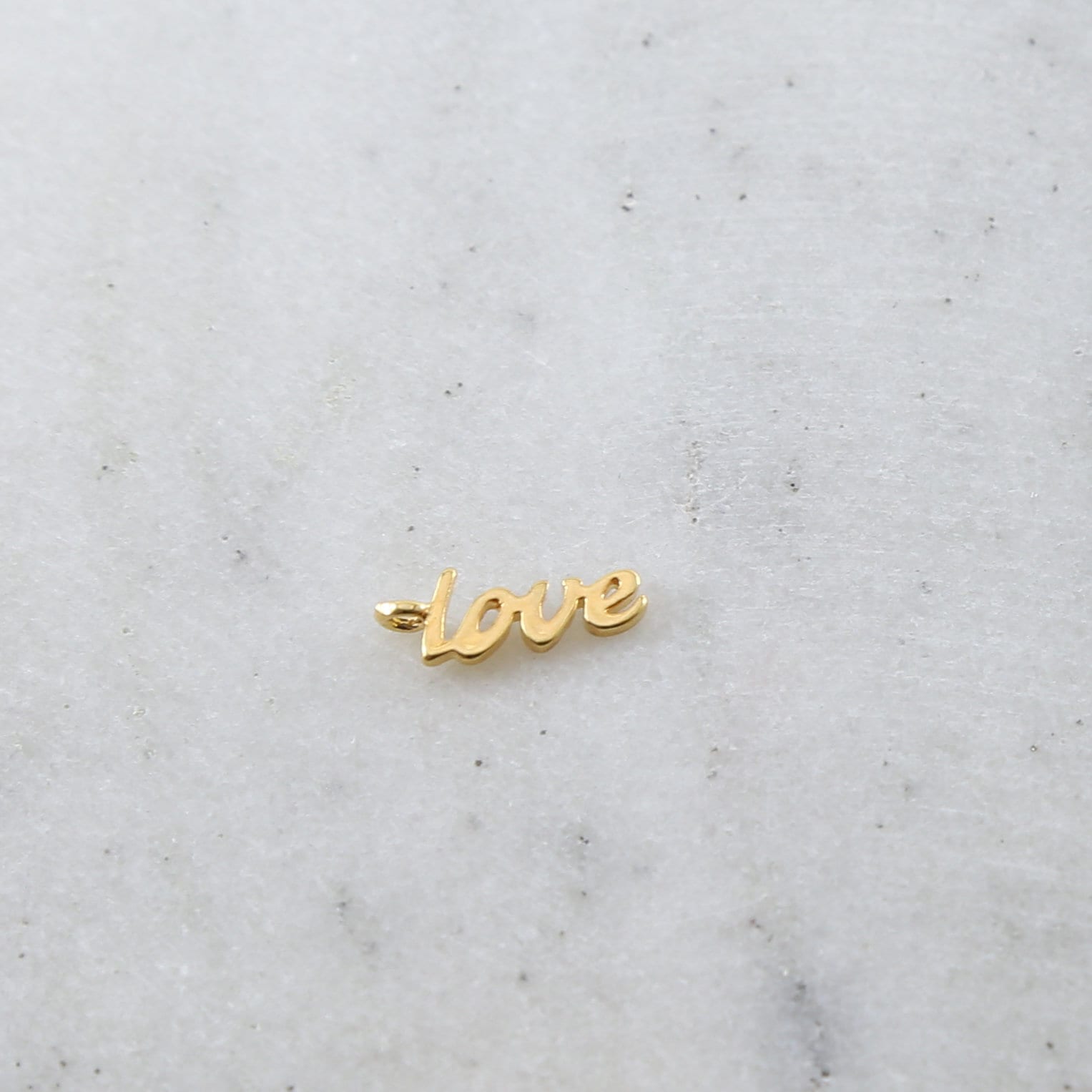 12mmx5mm Sterling Silver or Vermeil Tiny Cursive Love Cut Out Word Charm Rose