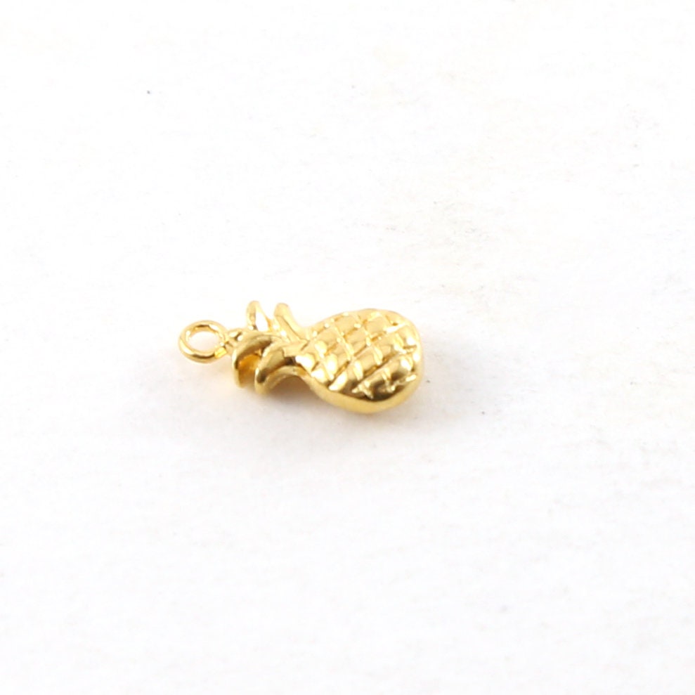 Sterling Silver or Vermeil Teeny Tiny 3D Pineapple Tropical Charm or Hawaii