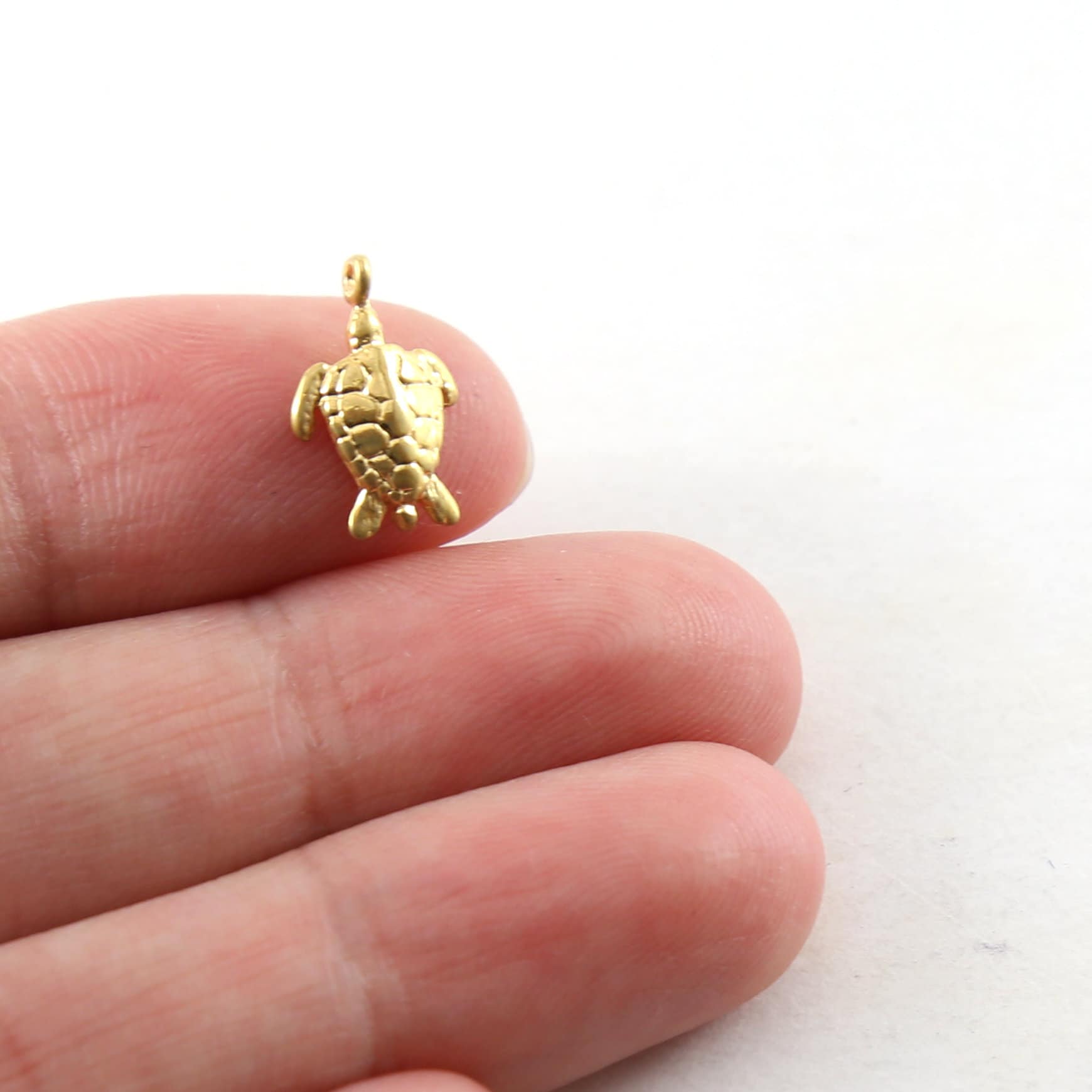 Sterling Silver or Vermeil Small Sea Turtle Charm Ocean Summer Vacation Animal
