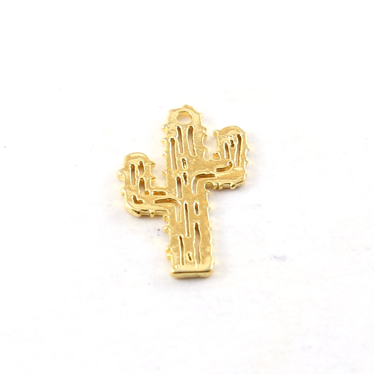 Sterling Silver or Vermeil Flat Cactus Charm Southwestern Desert Charm Summer
