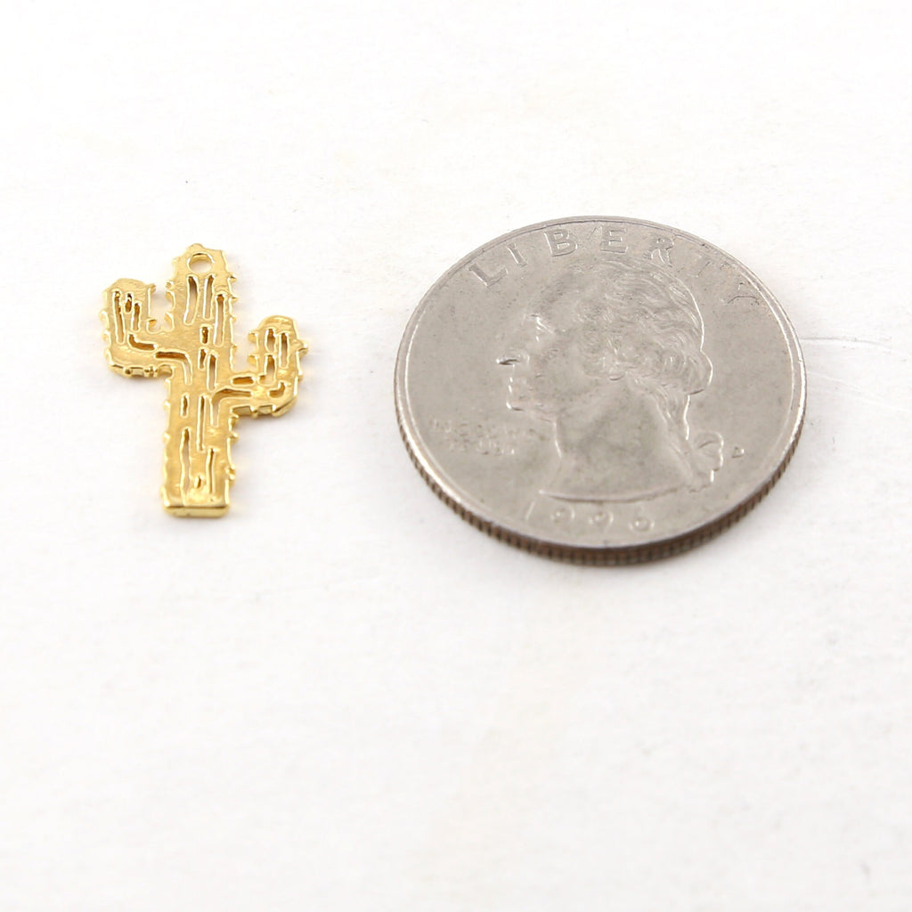 Sterling Silver or Vermeil Flat Cactus Charm Southwestern Desert Charm Summer