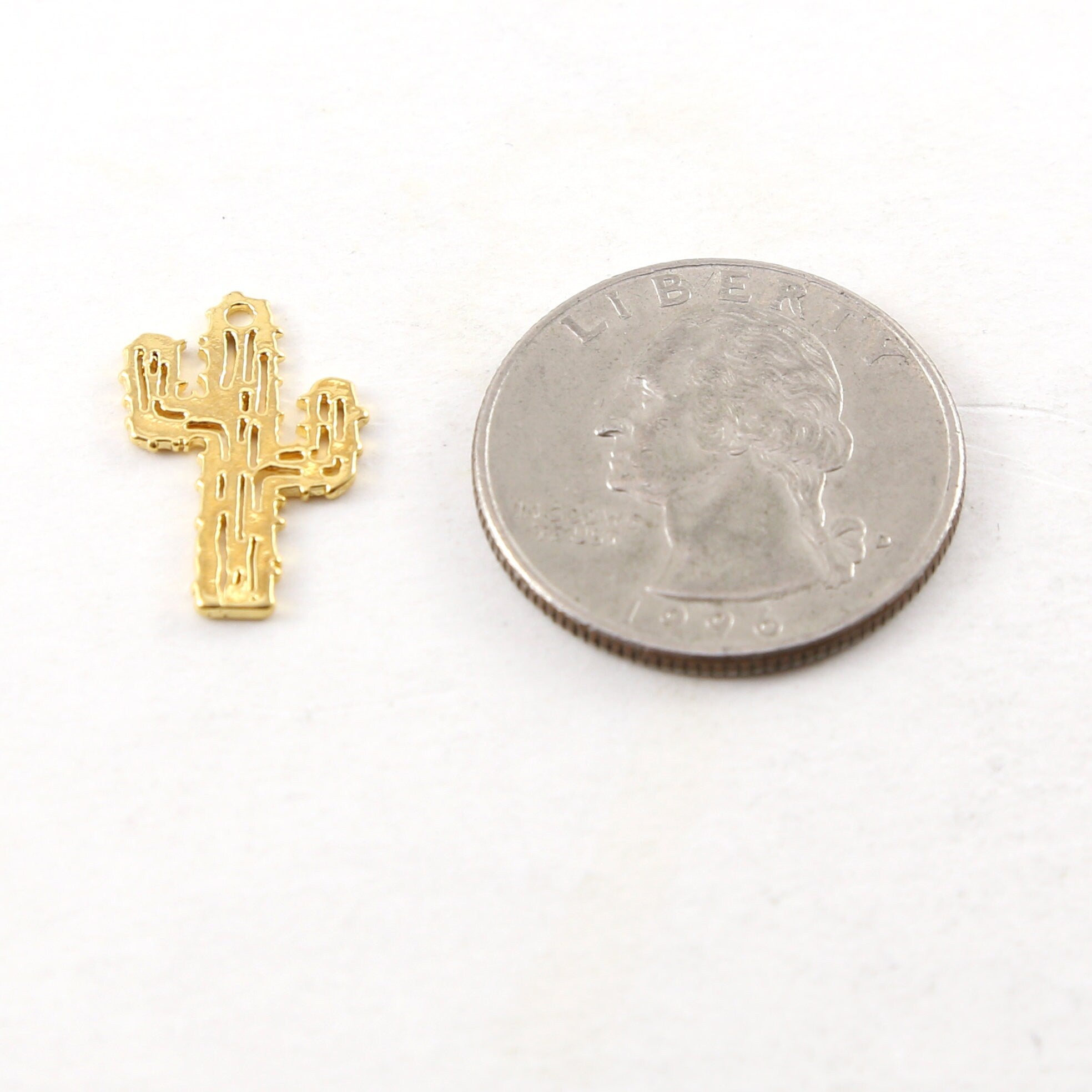 Sterling Silver or Vermeil Flat Cactus Charm Southwestern Desert Charm Summer