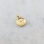 Sterling Silver or Vermeil Tiny Mini Round Om Ohm Stamped Embossed Charm