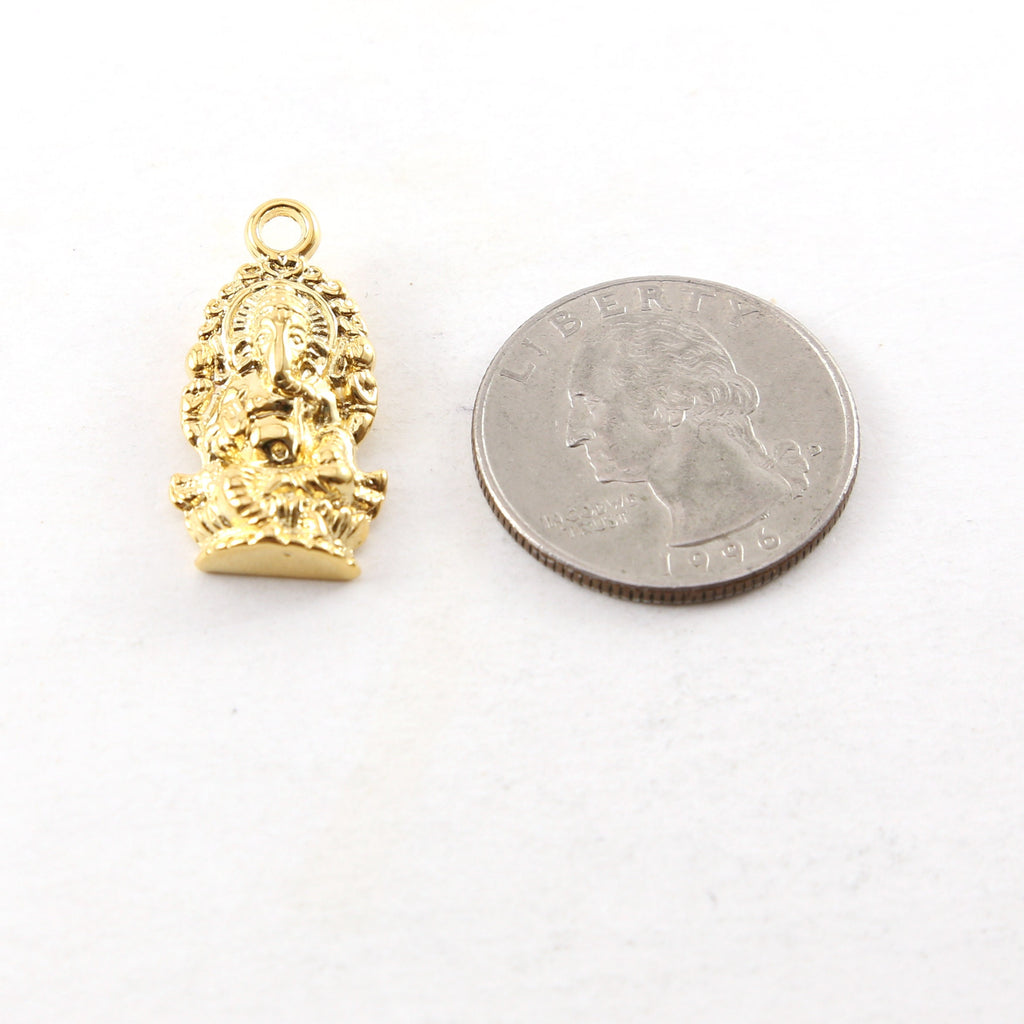 25mmx12mm Sterling Silver or Vermeil Large Detailed Ganesh Deity Charm Hindu