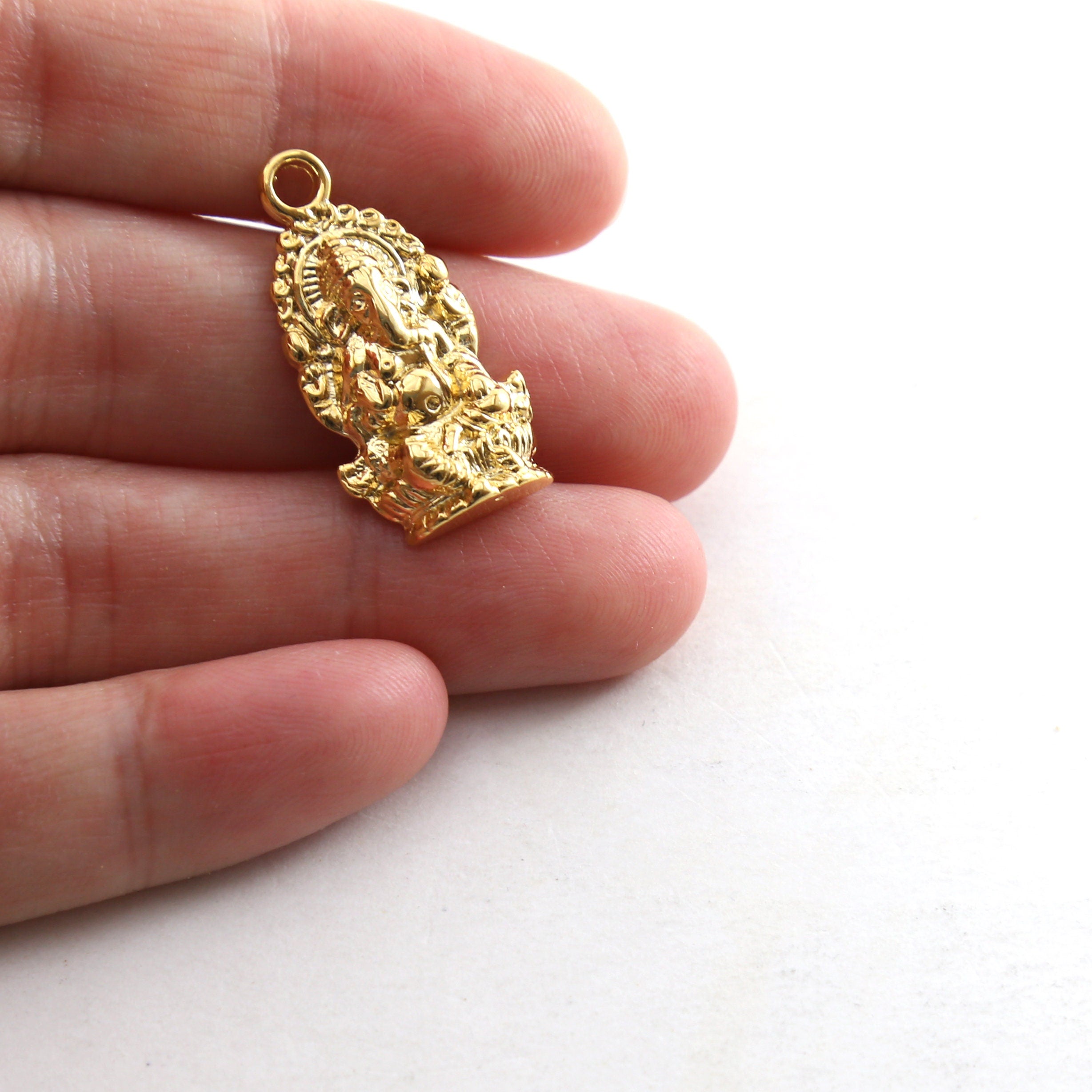 25mmx12mm Sterling Silver or Vermeil Large Detailed Ganesh Deity Charm Hindu