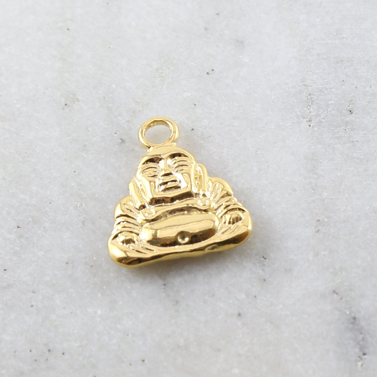 Sterling Silver or Vermeil Large Buddha Sitting Yoga Pendant Ohm Meditation