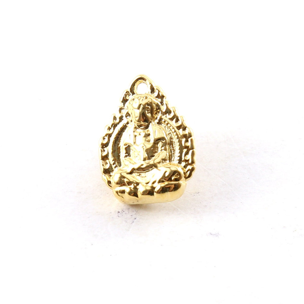 Sterling Silver or Vermeil Detailed Sitting Buddha Oval Design Yoga Pendant
