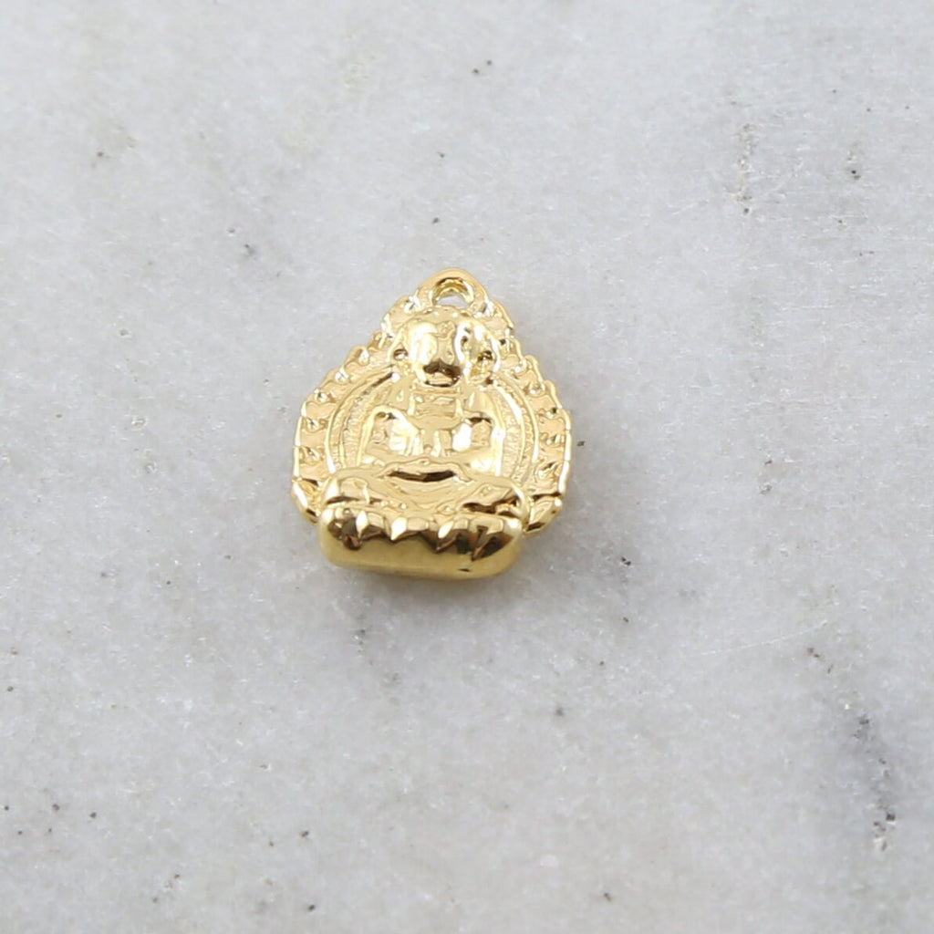 Sterling Silver or Vermeil Detailed Sitting Buddha Oval Design Yoga Pendant