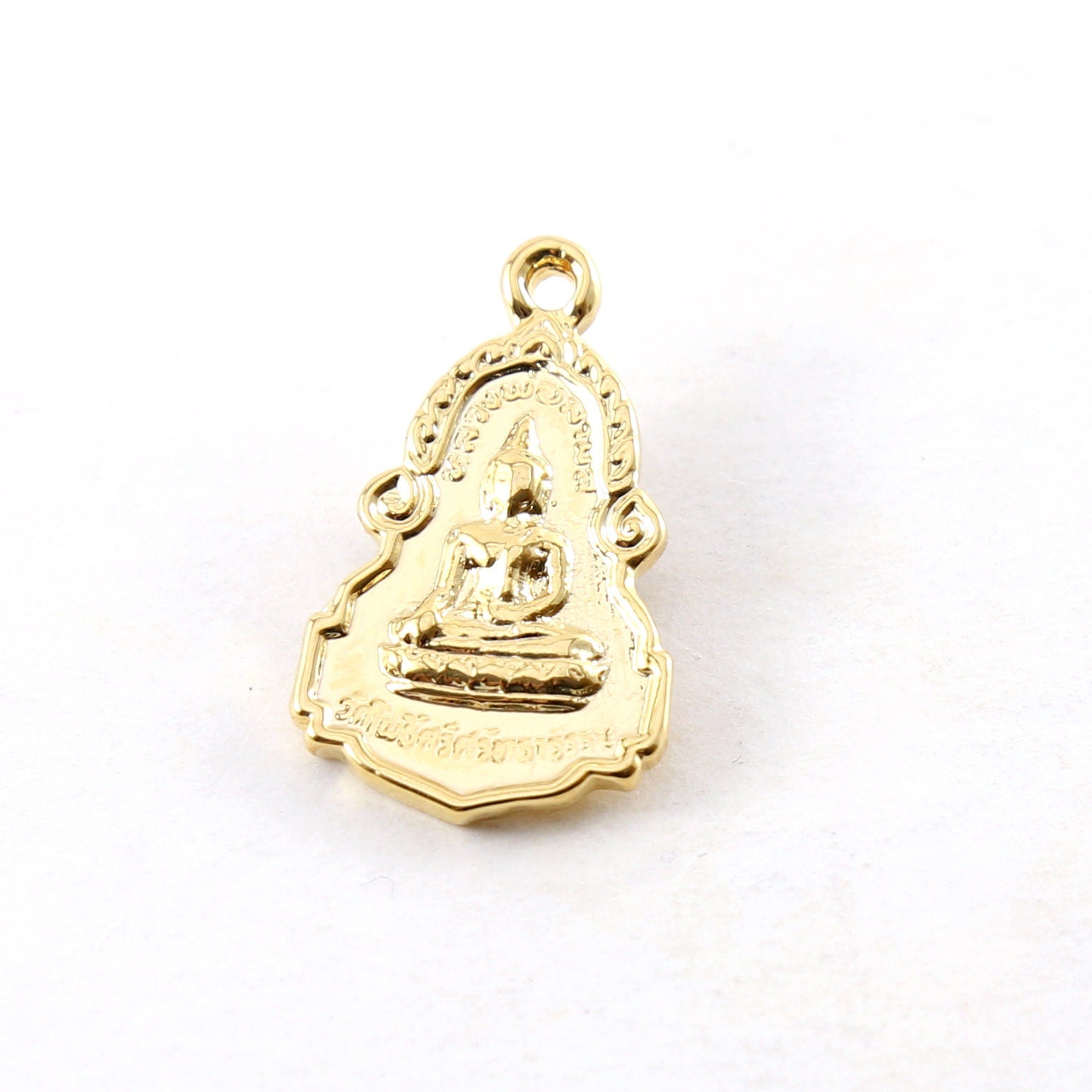 Sterling Silver or Vermeil Double Sided Ornate Buddha Detailed Yoga Pendant