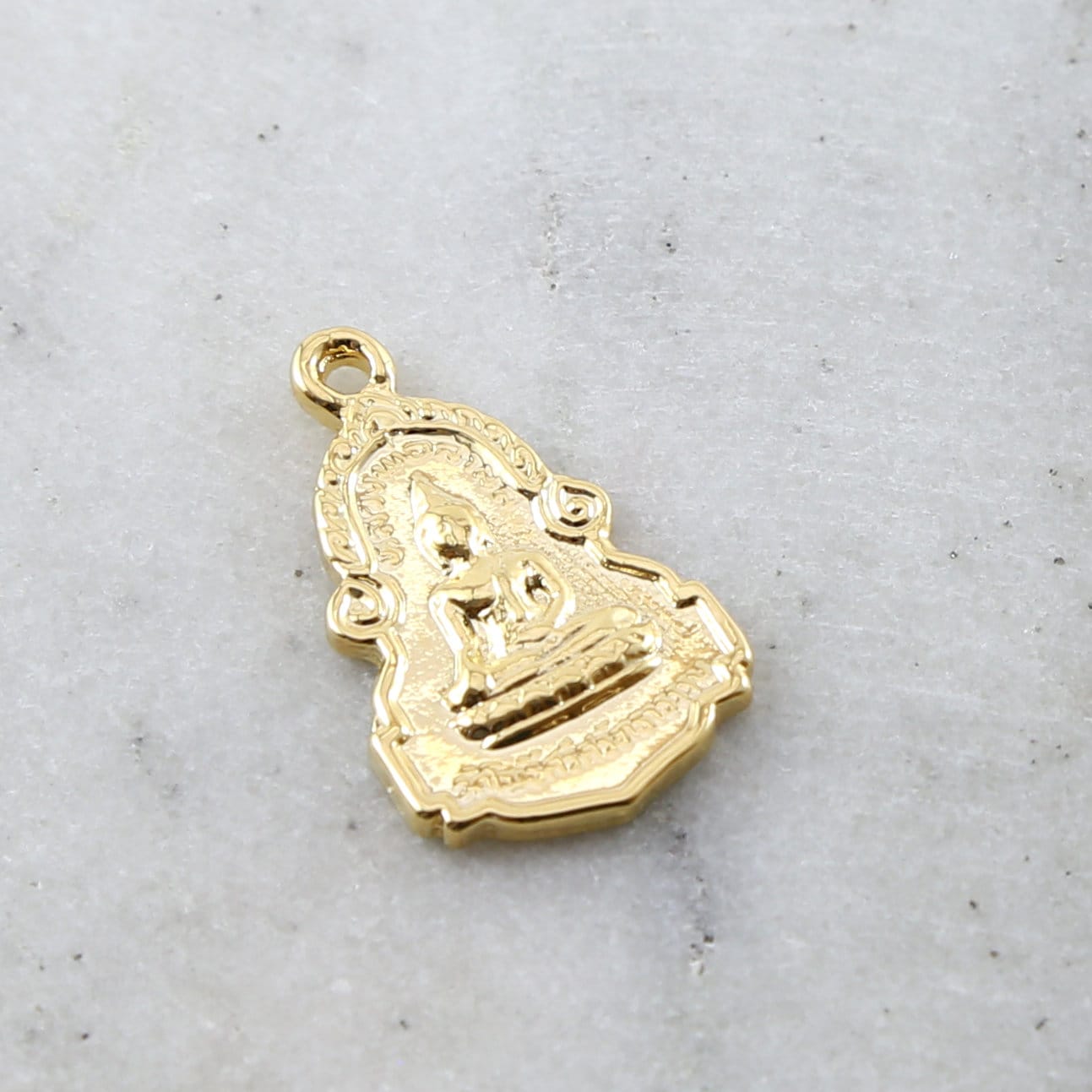 Sterling Silver or Vermeil Double Sided Ornate Buddha Detailed Yoga Pendant