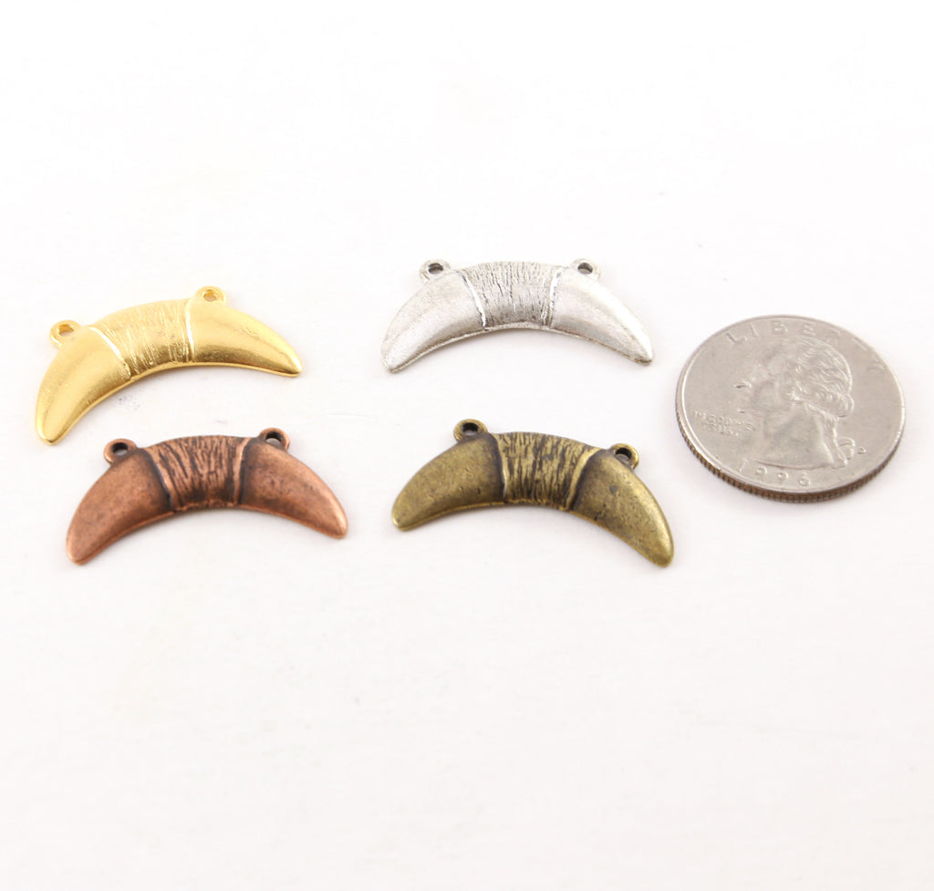Pewter Modern Crescent Horn Connector Curved Horn Point Dagger