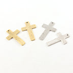 34mmx20mm Pewter Flat Cross Textured Pendant Religious Spiritual (2pc)
