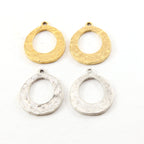 27mmx21mm Pewter Metal Textured Open Teardrop Pendant Antique Gold (2pc)
