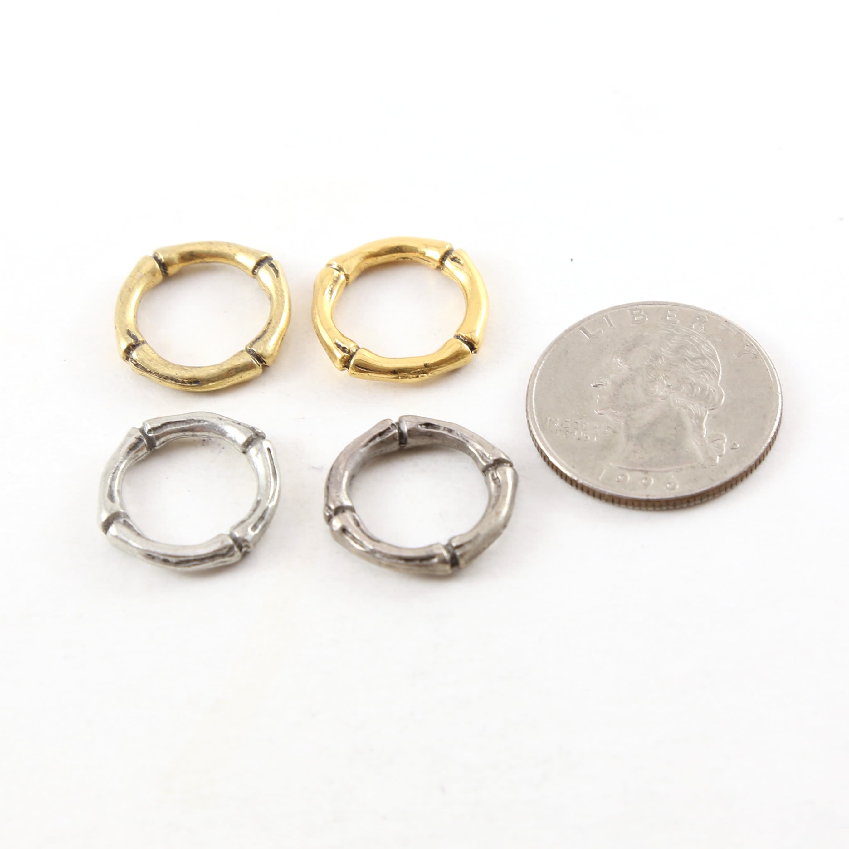Pewter Medium Rugged Lined 17mm Metal Raw Open Circle Life (2pc)