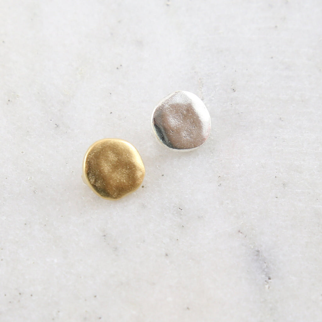 Pewter Organic Hammered Textured Button 8mm Round Circle Flat