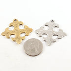 40mmx40mm Pewter Large Flat Fleur De Lis Cross Pendant Religious