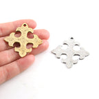 40mmx40mm Pewter Large Flat Fleur De Lis Cross Pendant Religious
