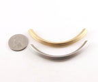 73mmx4mm Pewter Extra Large Long Curved Bar Tube Metal Bead Leather