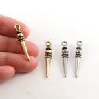 30mmx3mm Pewter Metal Tribal Spike with Ball Dagger Pendant Point Charm (2pc)