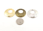 35mmx35mm Pewter Large Domed Open Circle Metal Brushed Textured Hammered