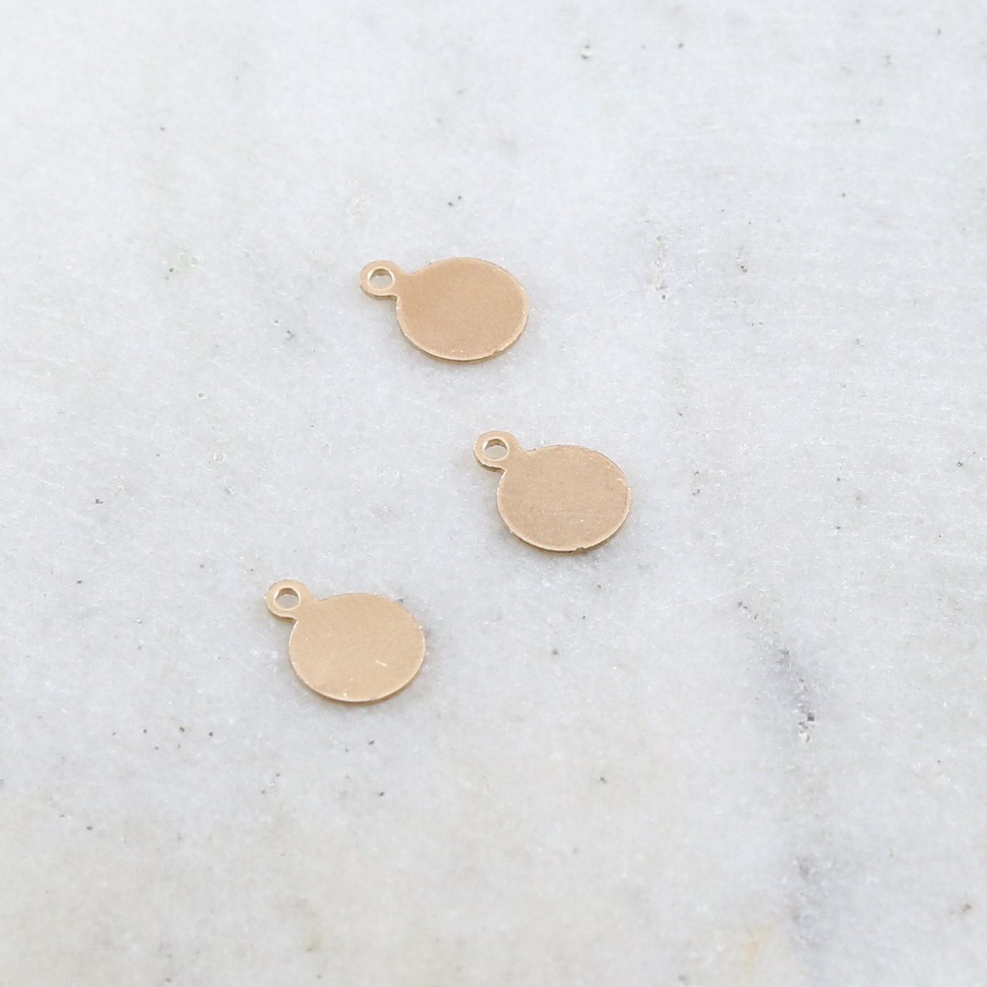 14K Gold Filled 7mm Stamping Round Circle Disc Charm with Loop (3pc)