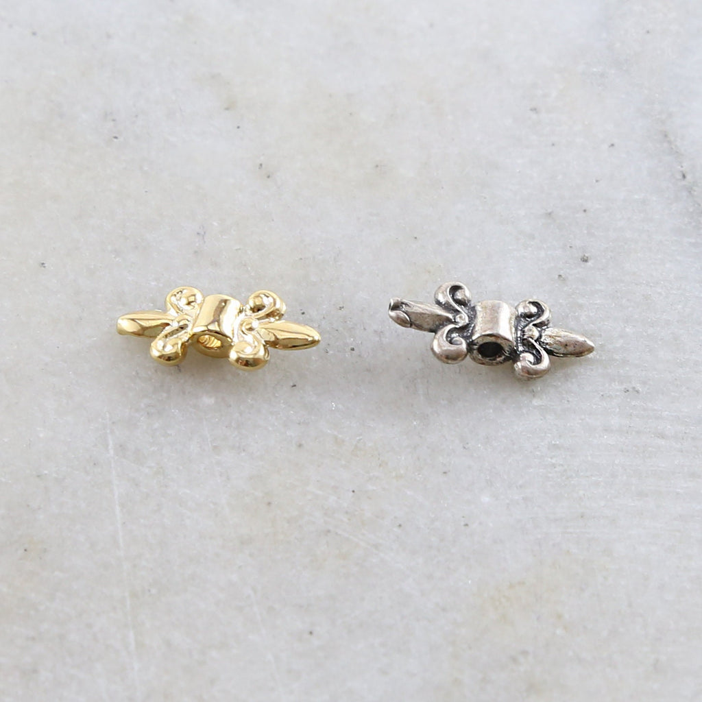 Sterling Silver or Vermeil Fleur De Lis Spacer Bead Fancy Accent Charm