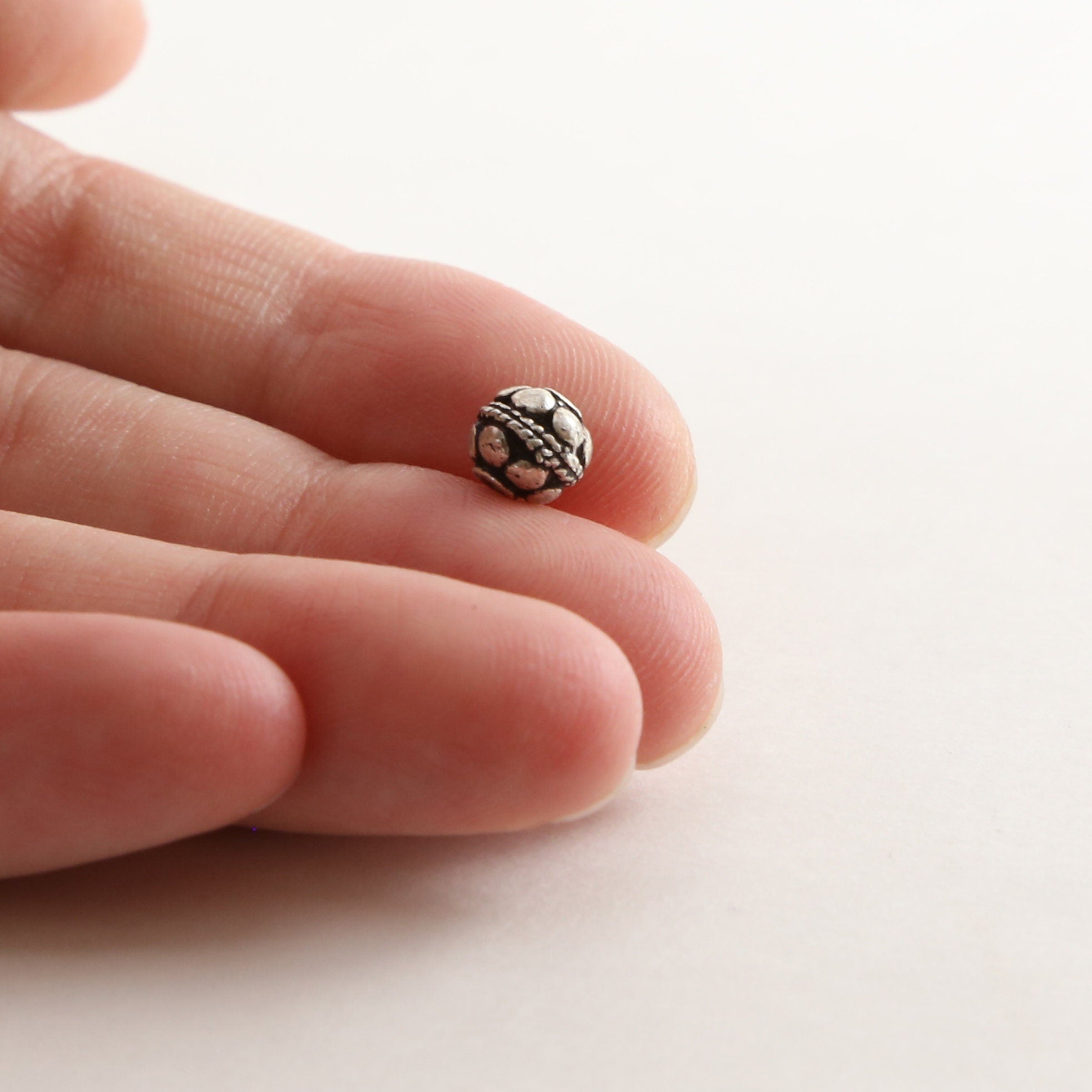 Sterling Silver Bali Style Accent Round Spacer Bead