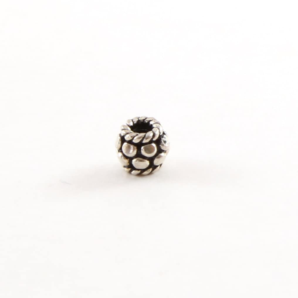 Sterling Silver Textured Bali Style Accent Round Spacer Bead