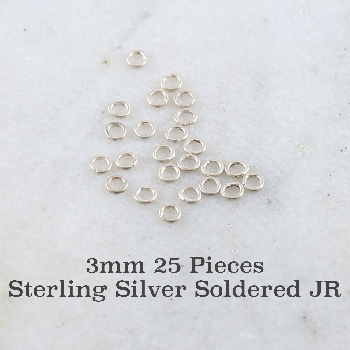 Sterling Silver 3mm 24 Gauge Soldered Closed Jump Rings Charm Links (25pc)