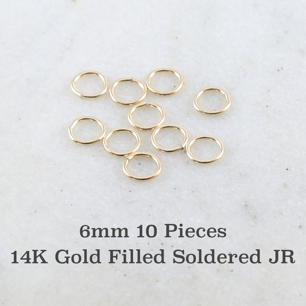 14K Gold Filled 6mm 20 Gauge Soldered Closed Jump Rings Charm Links (10pc)