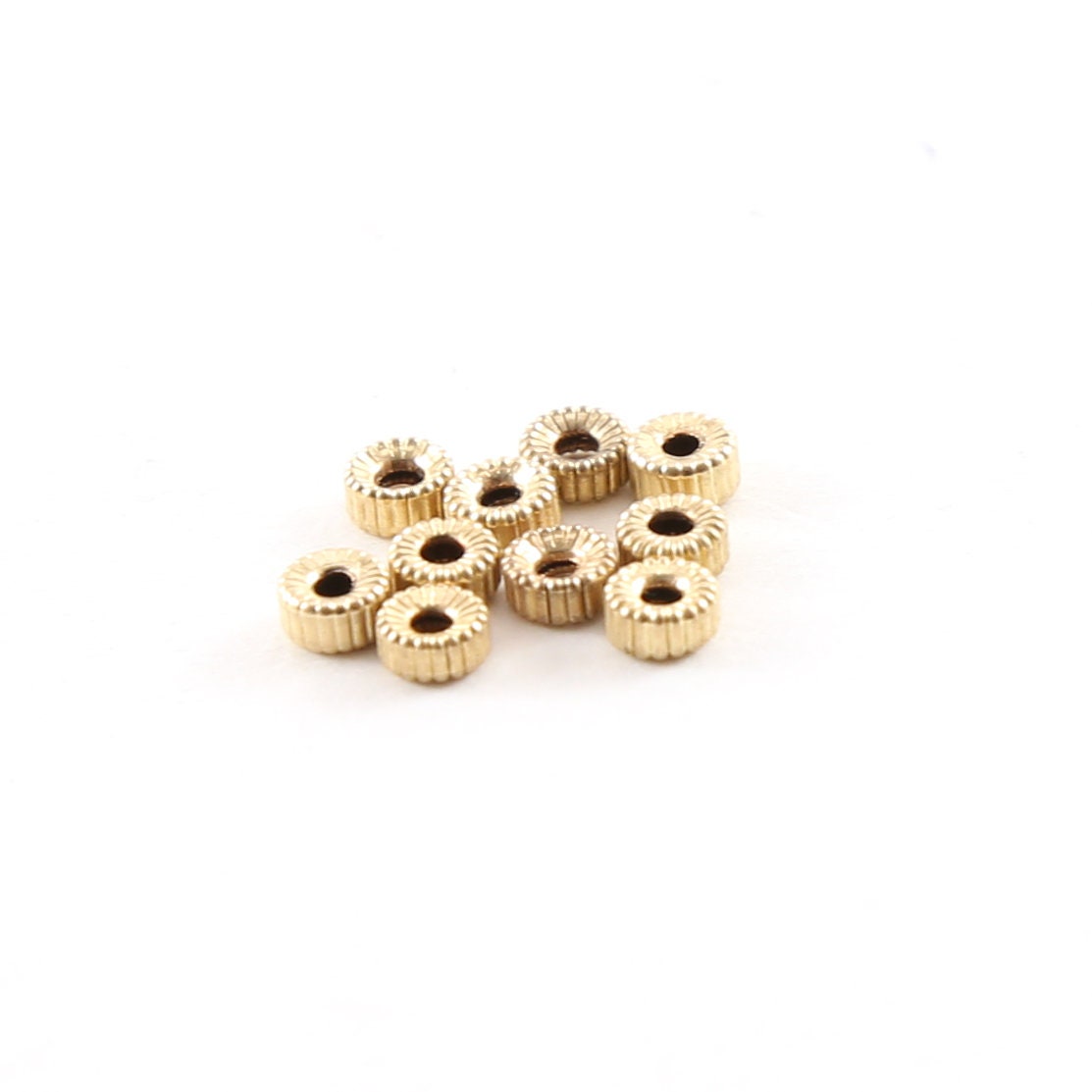 14K Gold Filled 3mm Corrugated Seamless Pony Rondelle Spacer Beads (10pc)
