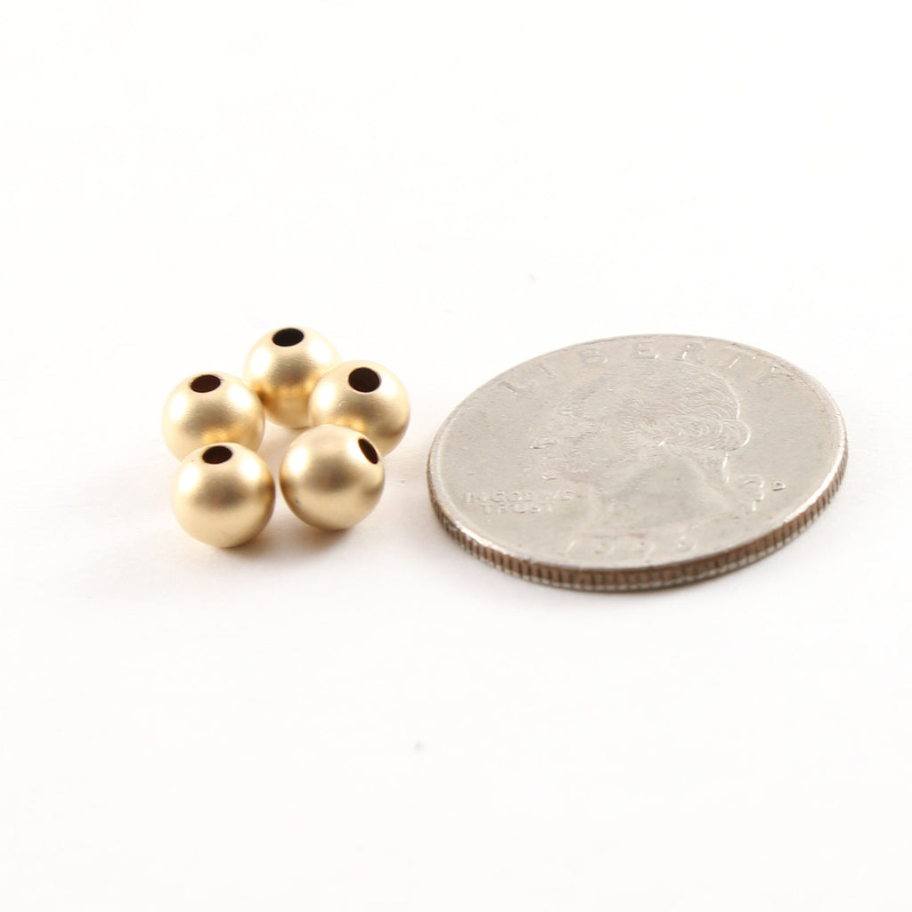 14K Gold Filled 6mm Smooth Matte Gold Seamless Round Spacer Beads (5pc)